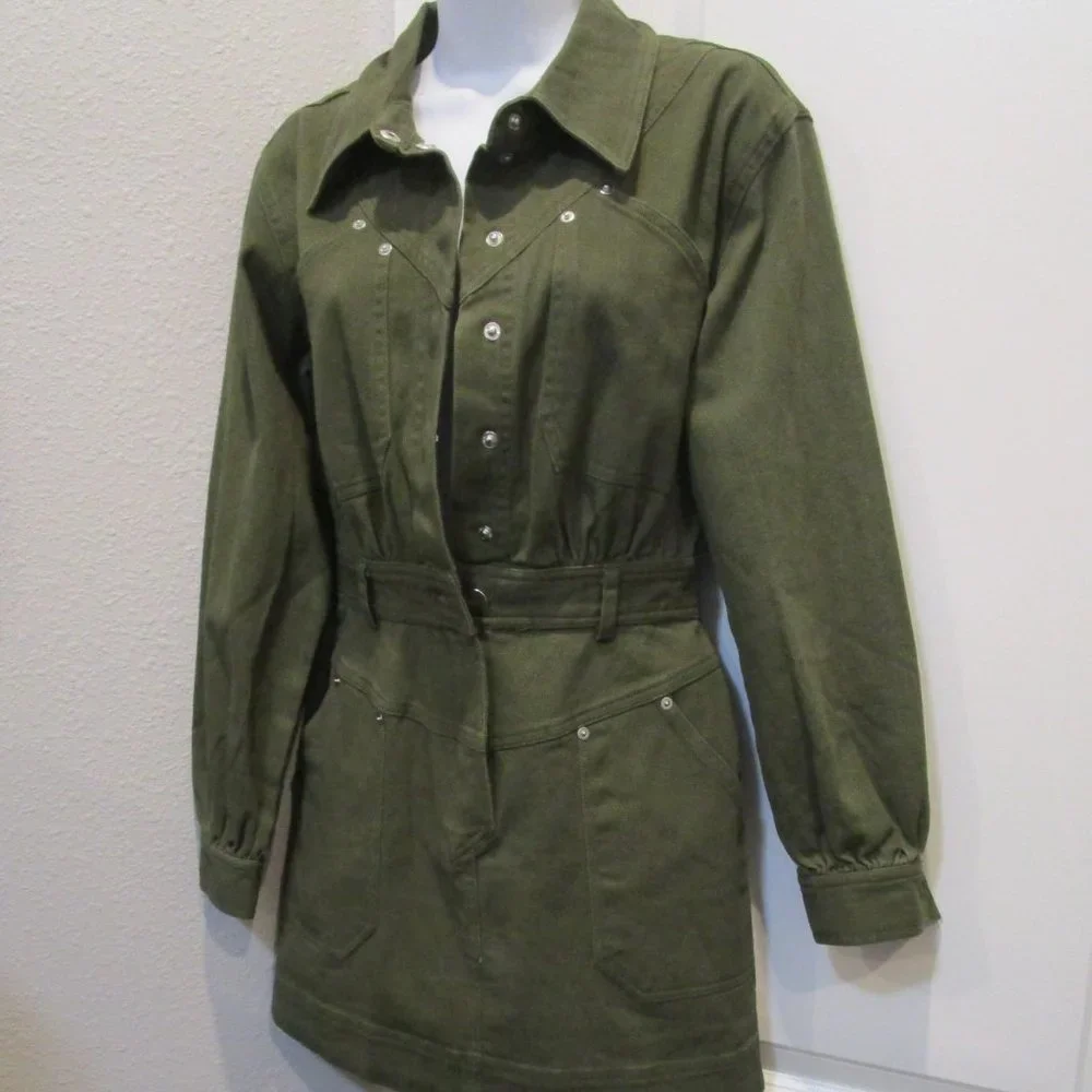Steve Madden Olive Green Long-Sleeve Mini Dress - Picture 6 of 7
